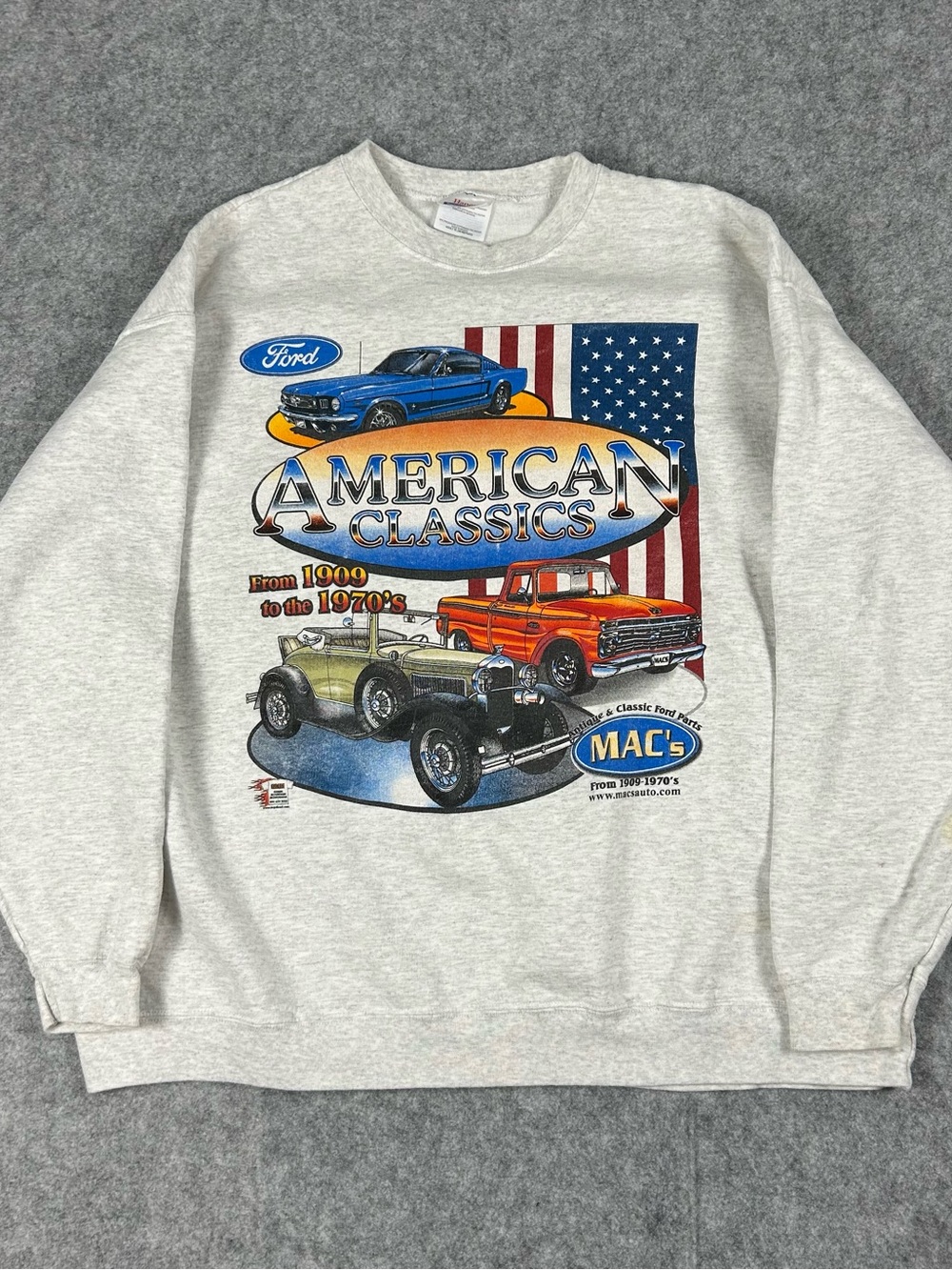 Vintage 90s Ford American Classics Mac Crewneck Sweatshirt Double Sided Size XL